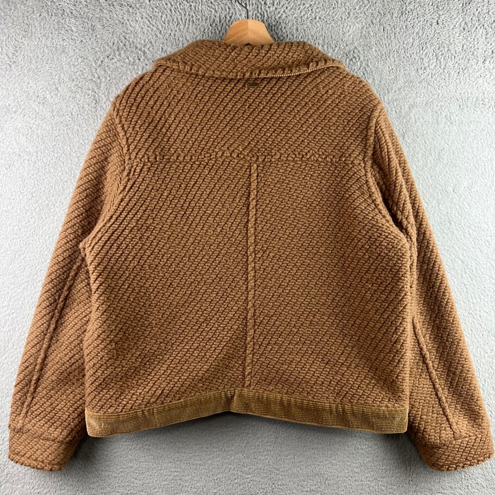 Prana Hellebore Jacket Brown Textured Boucle Corduroy Trim Snap Front Womens L - Picture 3 of 13
